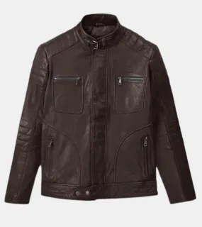 Lorenzo Men's Brown Quilted Leather Jacket