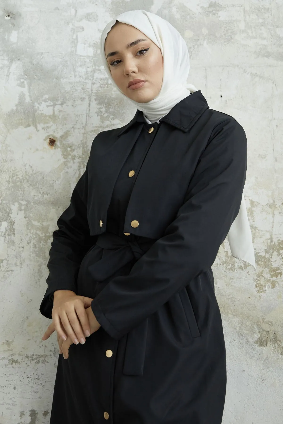 MDS Women Nalyes Belted Trench Coat - Black - Mooresville