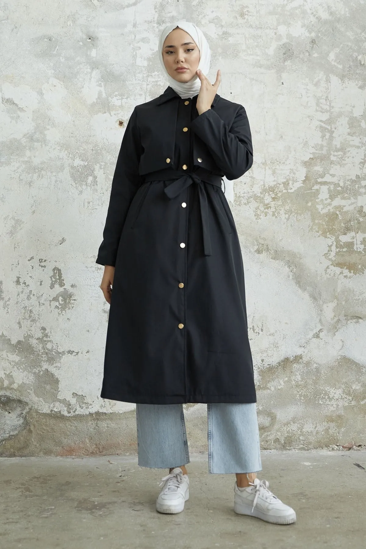 MDS Women Nalyes Belted Trench Coat - Black - Mooresville