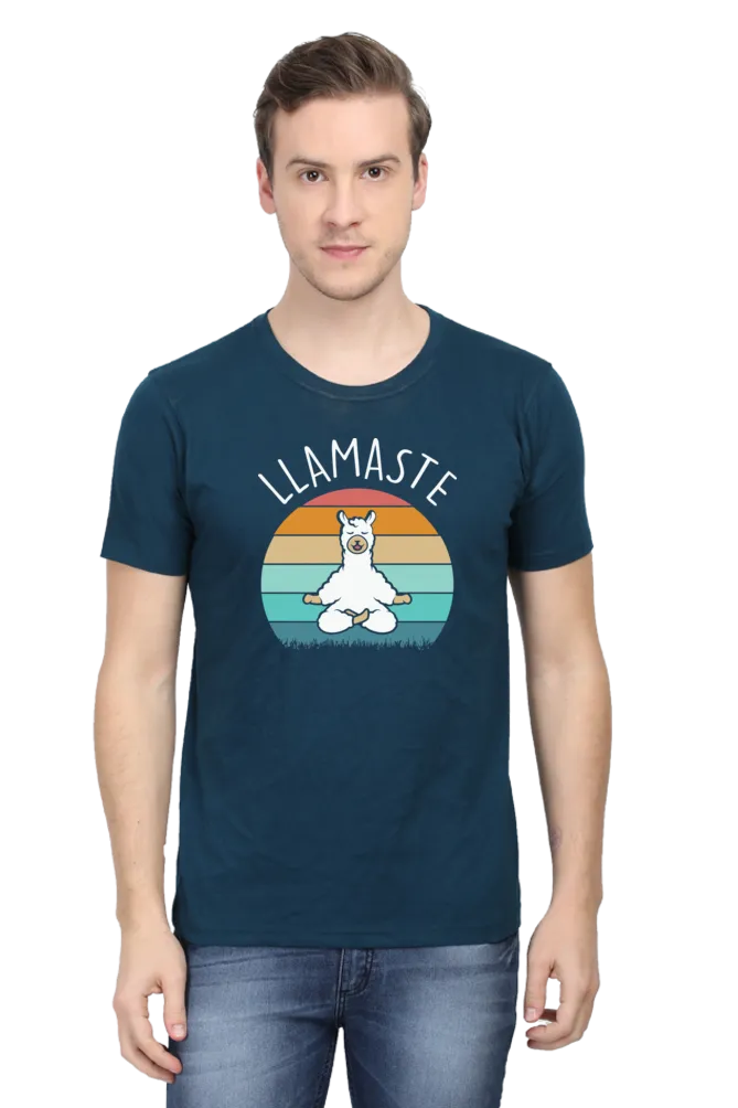 Men Half Sleeves Classic T-Shirt - Lama Yoga Pose Meditation
