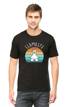Men Half Sleeves Classic T-Shirt - Lama Yoga Pose Meditation