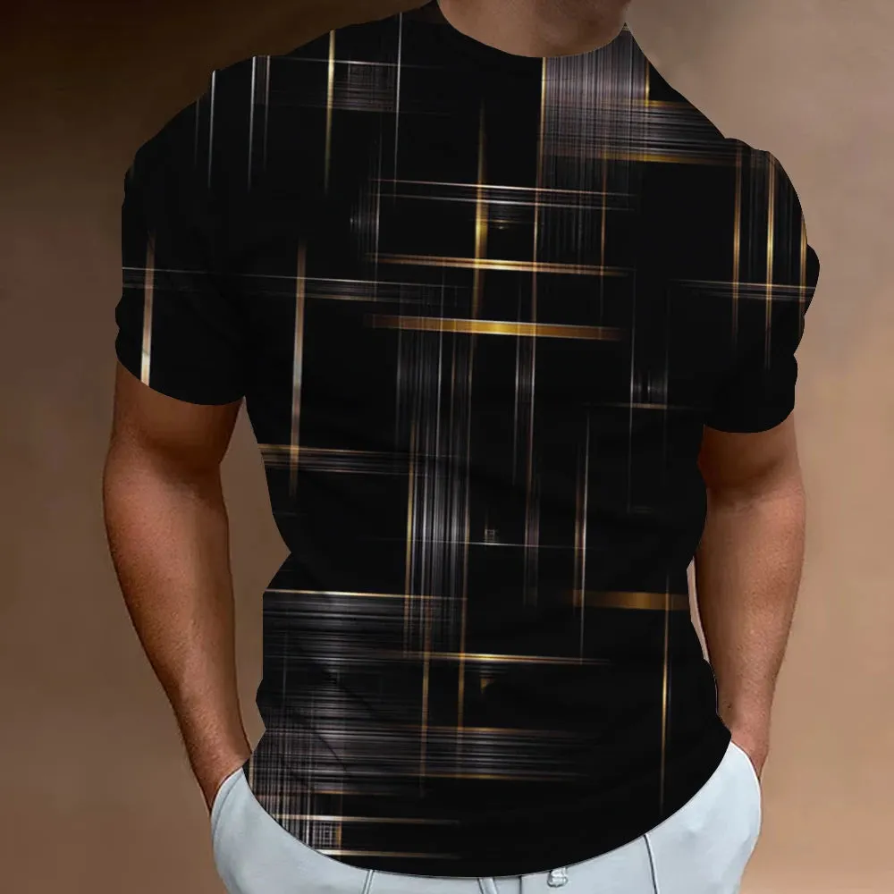 Men's Geometric Pattern 3D Printed Oversized Tee