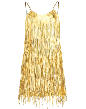 Metallic Fringe Slip Dress