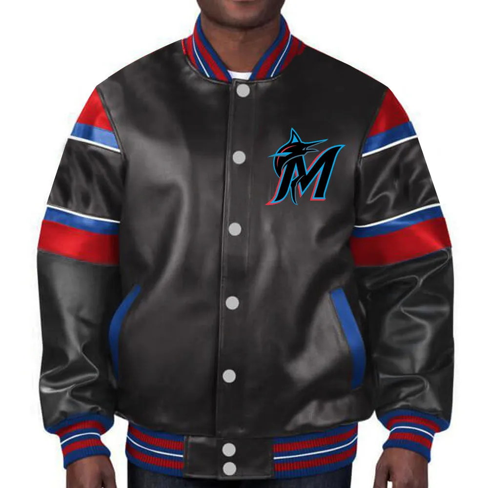 MLB Miami Marlins Leather Jacket For Men and Women