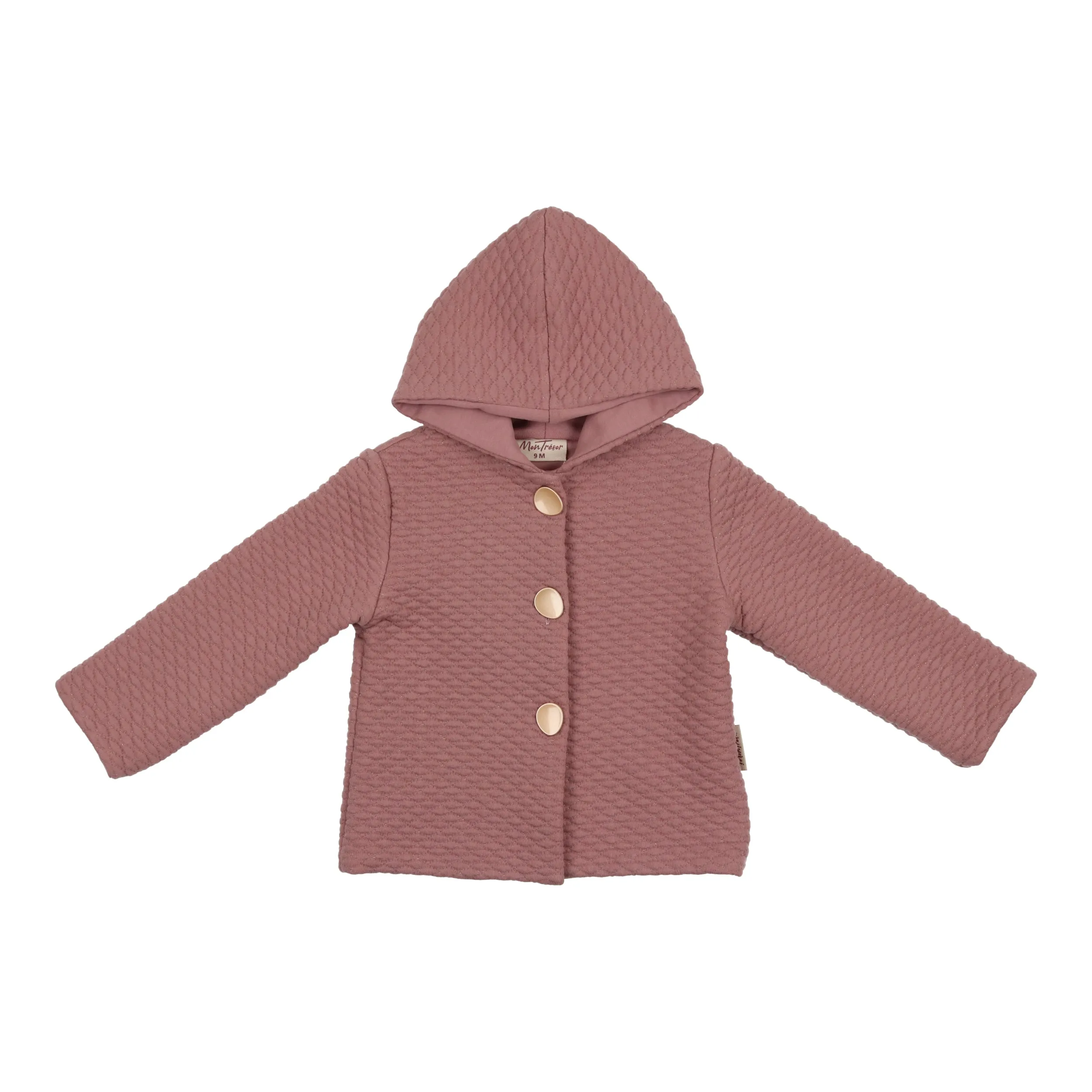 Mon Tresor Quilted Mauve Hooded Jacket