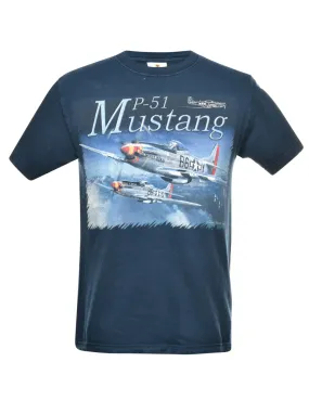 Mustang Navy Printed T-shirt - M