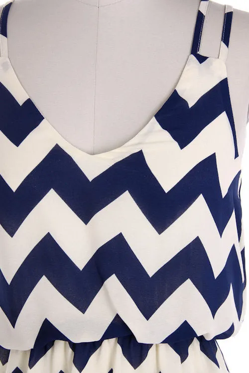 Navy Tank Top Chevron Dress