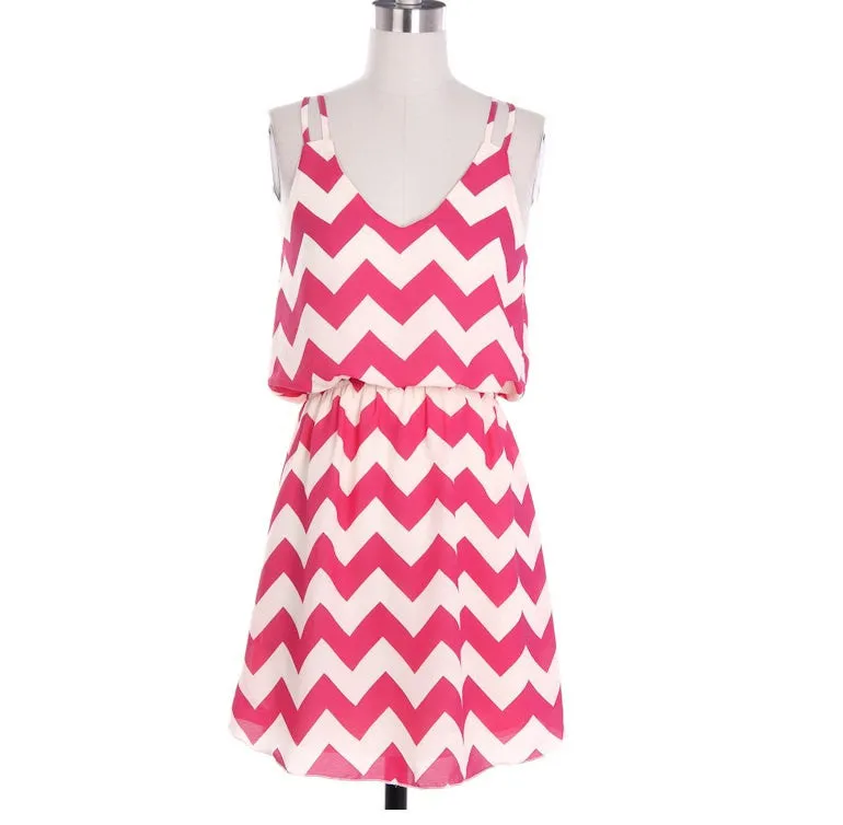 Navy Tank Top Chevron Dress