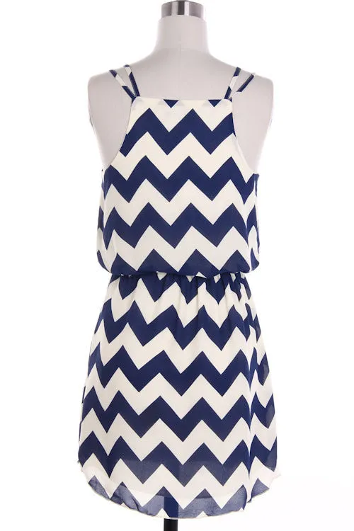 Navy Tank Top Chevron Dress