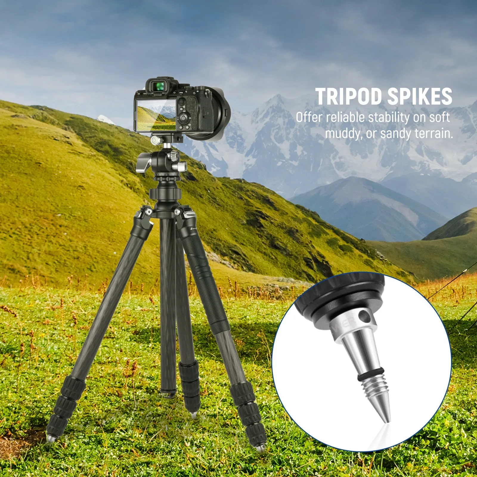NEEWER Universal Tripod Feet Pad with Detachable Tripod Spikes