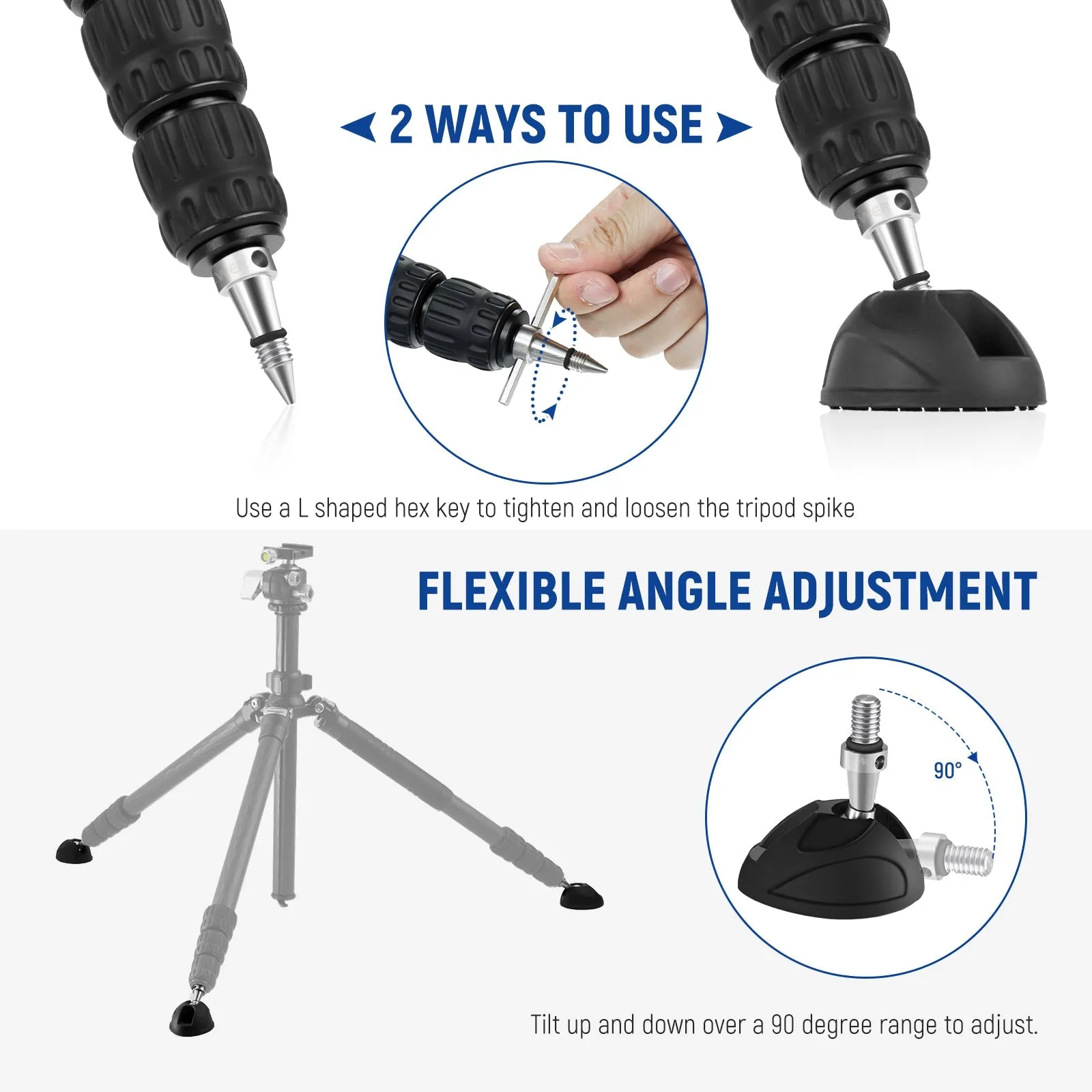 NEEWER Universal Tripod Feet Pad with Detachable Tripod Spikes