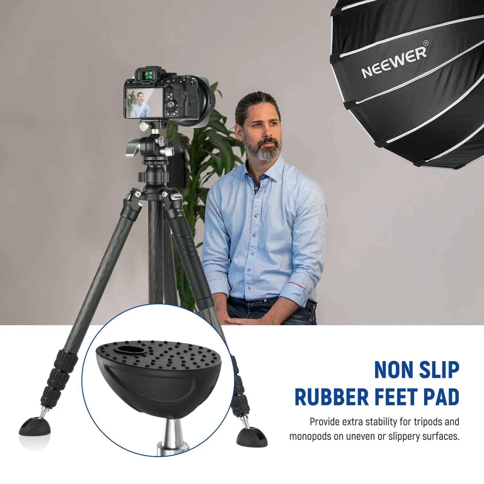NEEWER Universal Tripod Feet Pad with Detachable Tripod Spikes