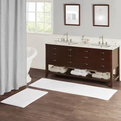 New - 24"x72" Splendor Cotton Tufted Reversible Bath Rug White
