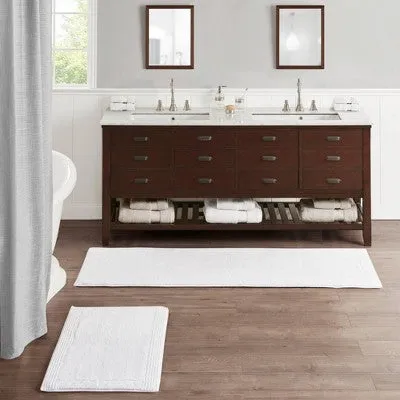 New - 24"x72" Splendor Cotton Tufted Reversible Bath Rug White