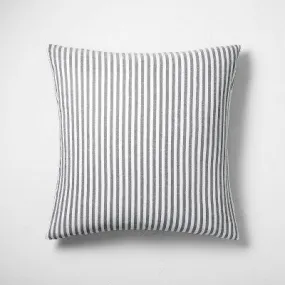 New - Euro Heavyweight Linen Blend Stripe Pillow Sham Dark Gray - Casaluna