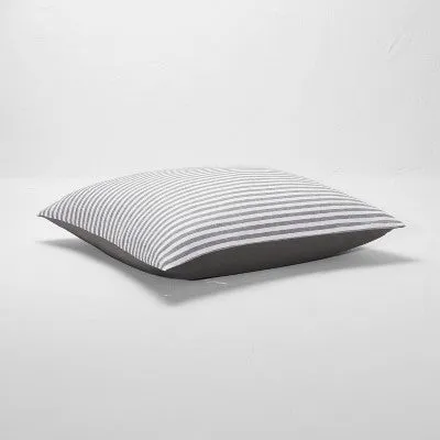 New - Euro Heavyweight Linen Blend Stripe Pillow Sham Dark Gray - Casaluna