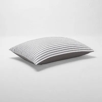 New - King Heavyweight Linen Blend Stripe Pillow Sham Dark Gray - Casaluna