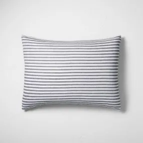 New - King Heavyweight Linen Blend Stripe Pillow Sham Dark Gray - Casaluna