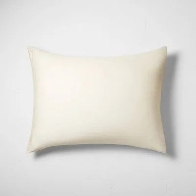 New - Standard Heavyweight Linen Blend Stripe Pillow Sham Natural - Casaluna