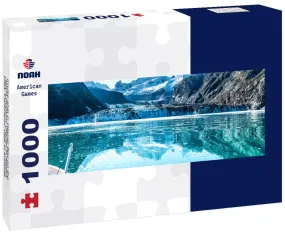 Noah Jigsaw Puzzle Cruise ship in Glacier Bay on the Johns Hopkins Glacier in Alaska, USA. Panoramic view in summer panorama 1000 pieces
