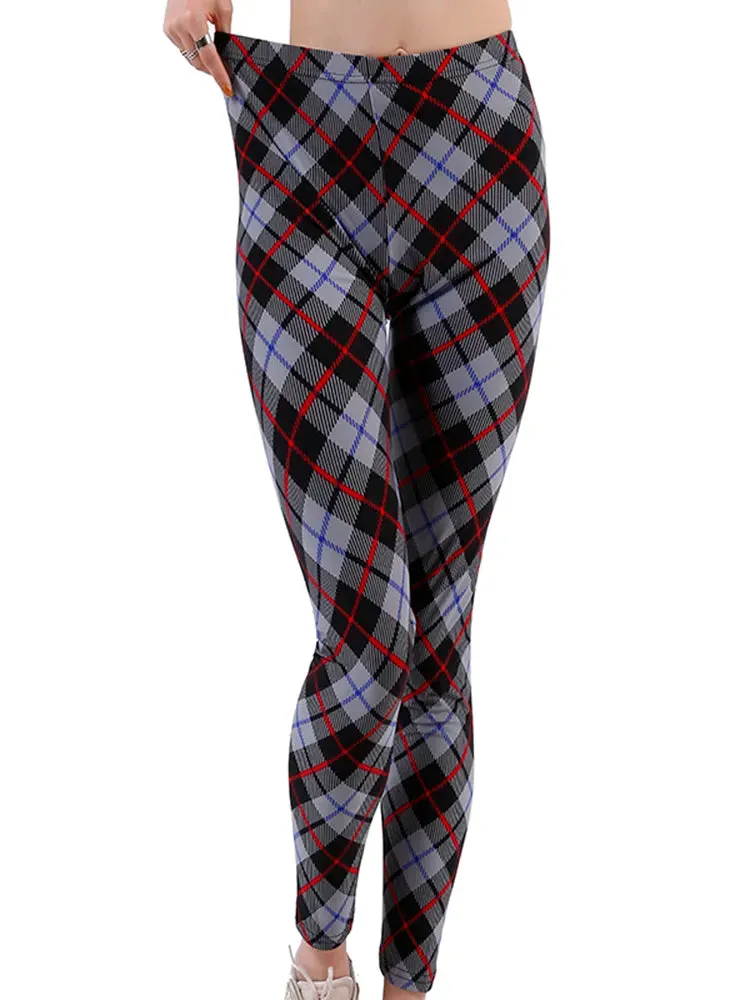 Plaid Leggings Women Pants Push Up Leggings Fashion Fitness Leggins Gym Sporting High Waist Trousers