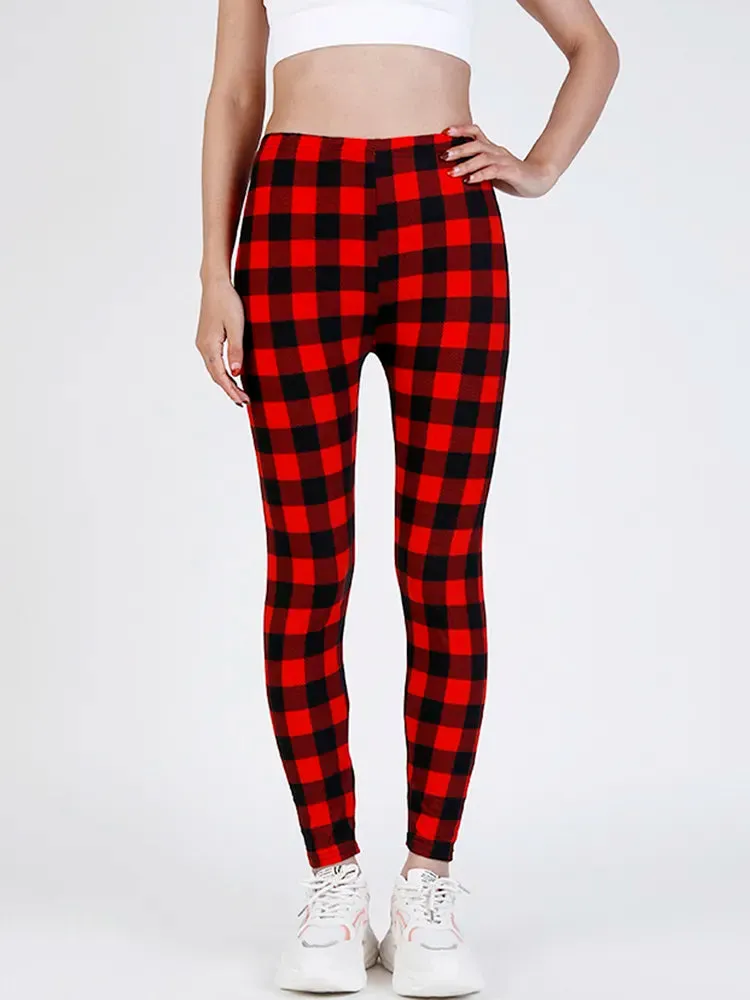 Plaid Leggings Women Pants Push Up Leggings Fashion Fitness Leggins Gym Sporting High Waist Trousers