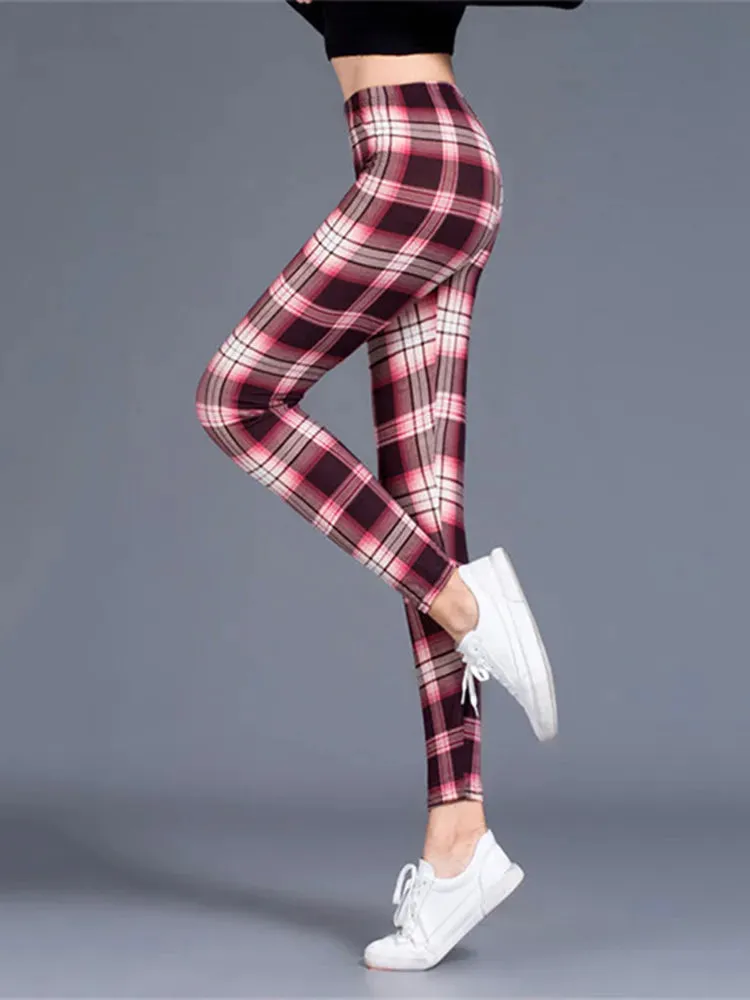 Plaid Leggings Women Pants Push Up Leggings Fashion Fitness Leggins Gym Sporting High Waist Trousers