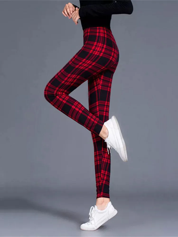 Plaid Leggings Women Pants Push Up Leggings Fashion Fitness Leggins Gym Sporting High Waist Trousers