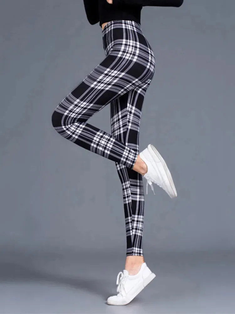 Plaid Leggings Women Pants Push Up Leggings Fashion Fitness Leggins Gym Sporting High Waist Trousers