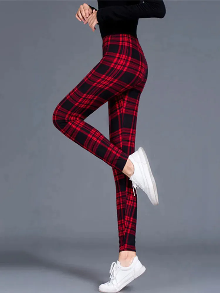 Plaid Leggings Women Pants Push Up Leggings Fashion Fitness Leggins Gym Sporting High Waist Trousers