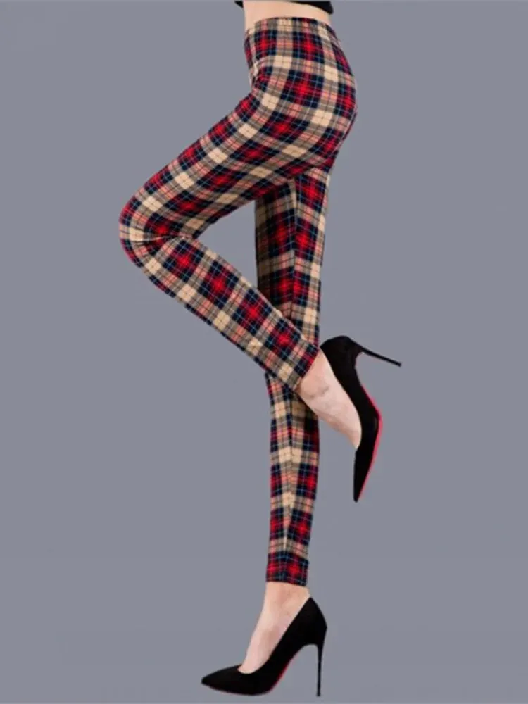 Plaid Leggings Women Pants Push Up Leggings Fashion Fitness Leggins Gym Sporting High Waist Trousers