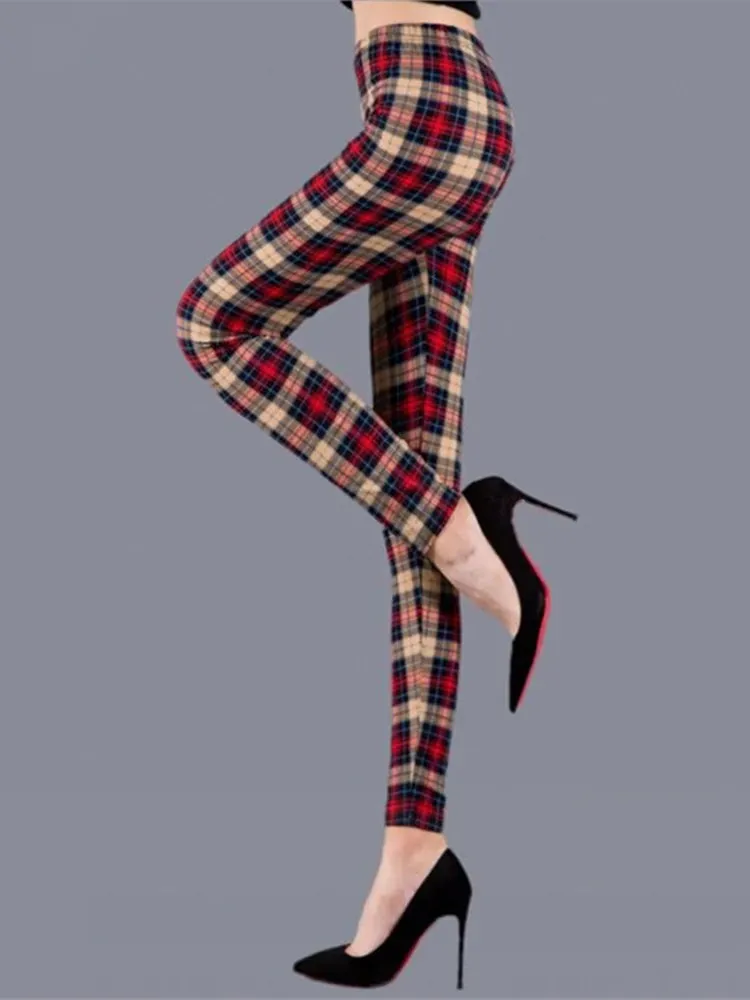 Plaid Leggings Women Pants Push Up Leggings Fashion Fitness Leggins Gym Sporting High Waist Trousers