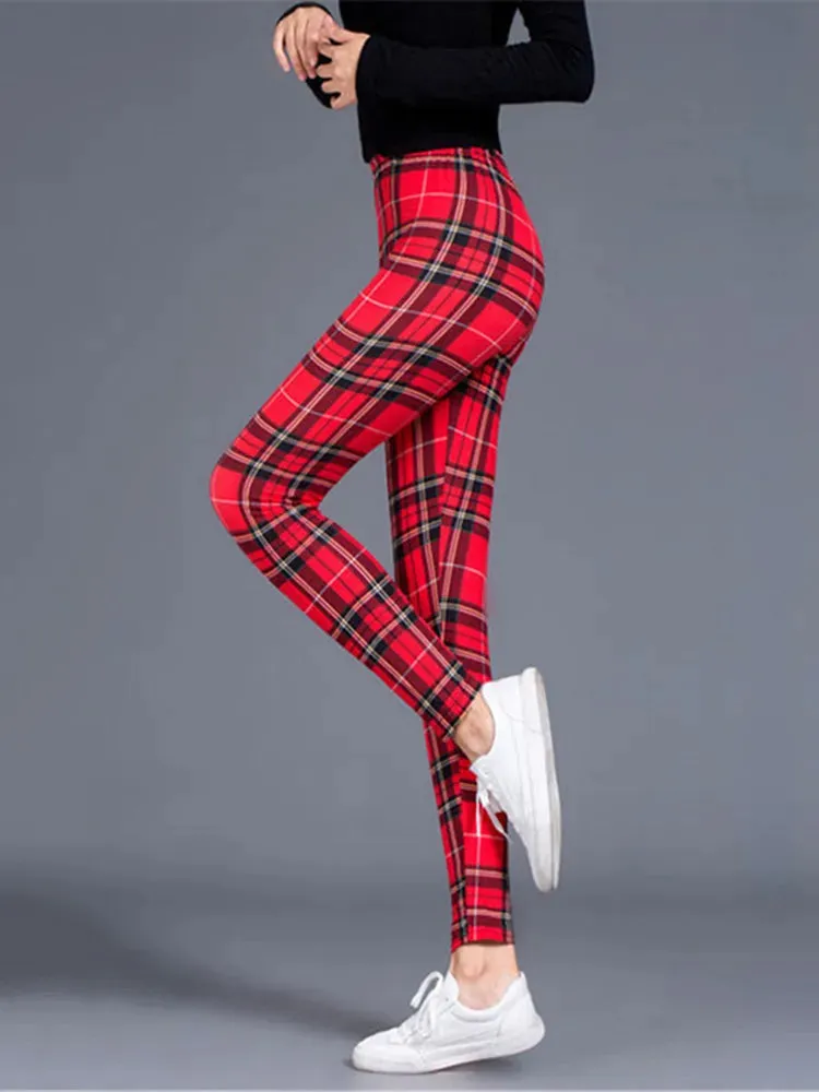 Plaid Leggings Women Pants Push Up Leggings Fashion Fitness Leggins Gym Sporting High Waist Trousers