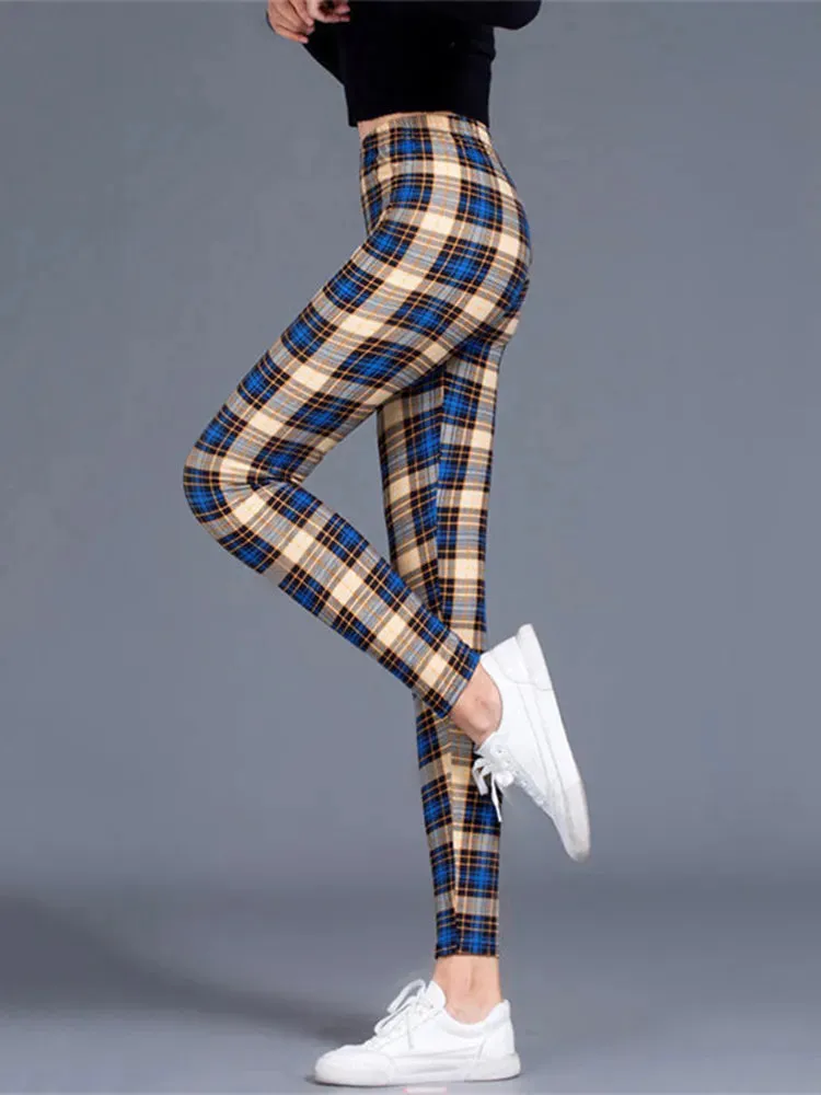 Plaid Leggings Women Pants Push Up Leggings Fashion Fitness Leggins Gym Sporting High Waist Trousers