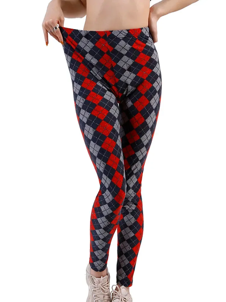 Plaid Leggings Women Pants Push Up Leggings Fashion Fitness Leggins Gym Sporting High Waist Trousers