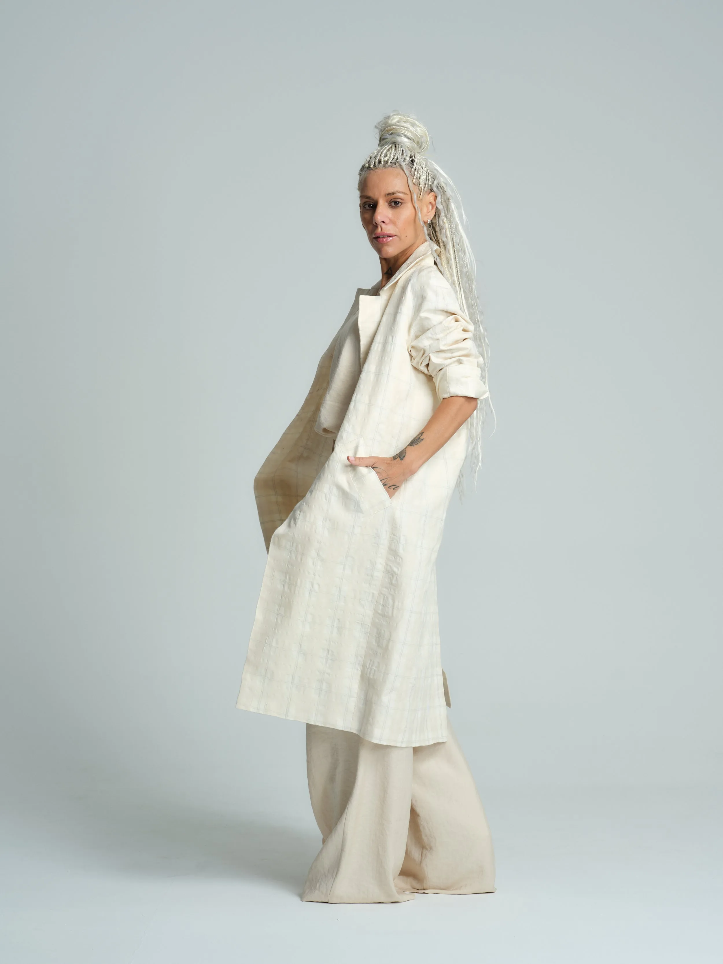 Plaid Linen-Blend Jacket