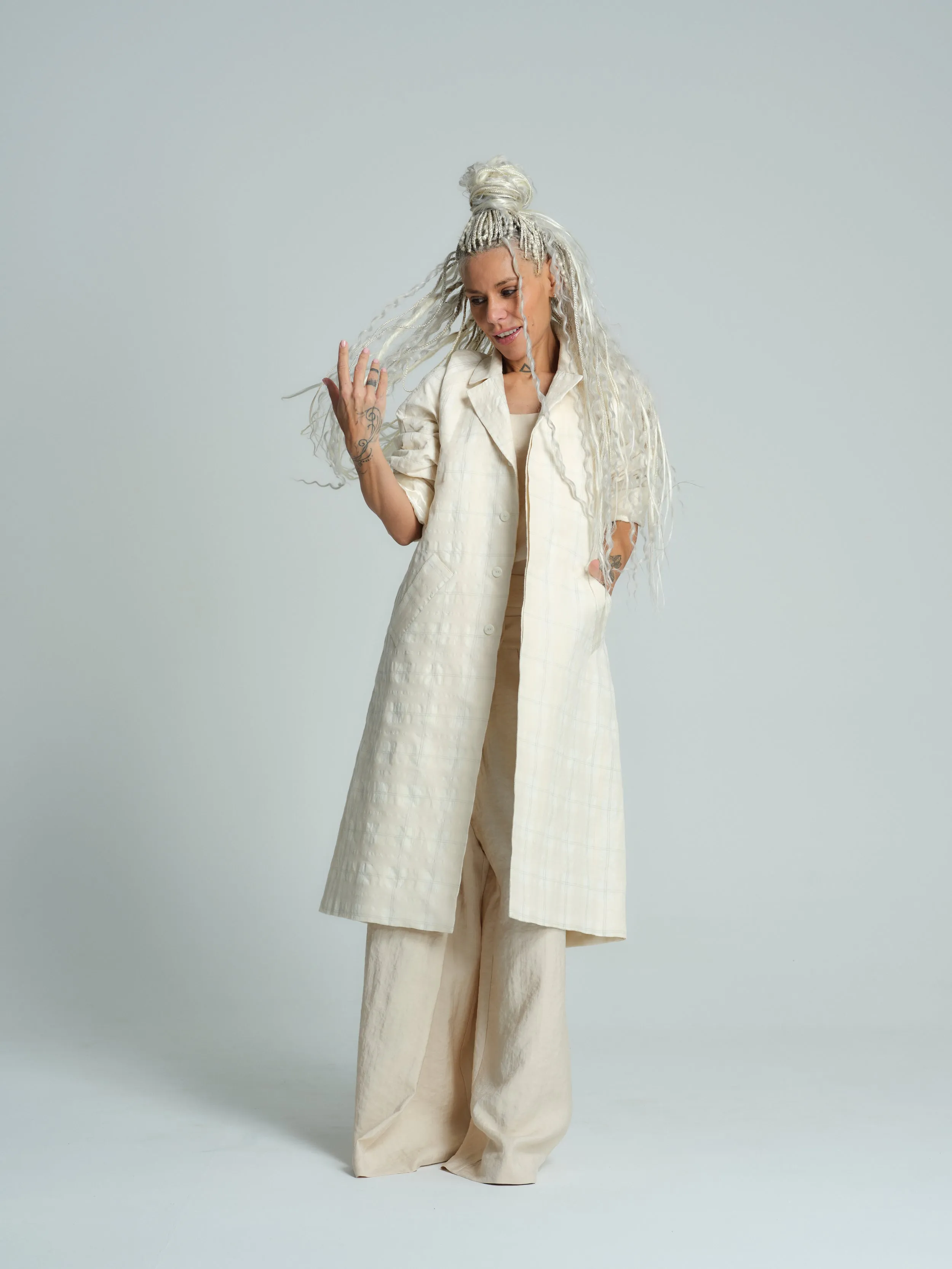 Plaid Linen-Blend Jacket
