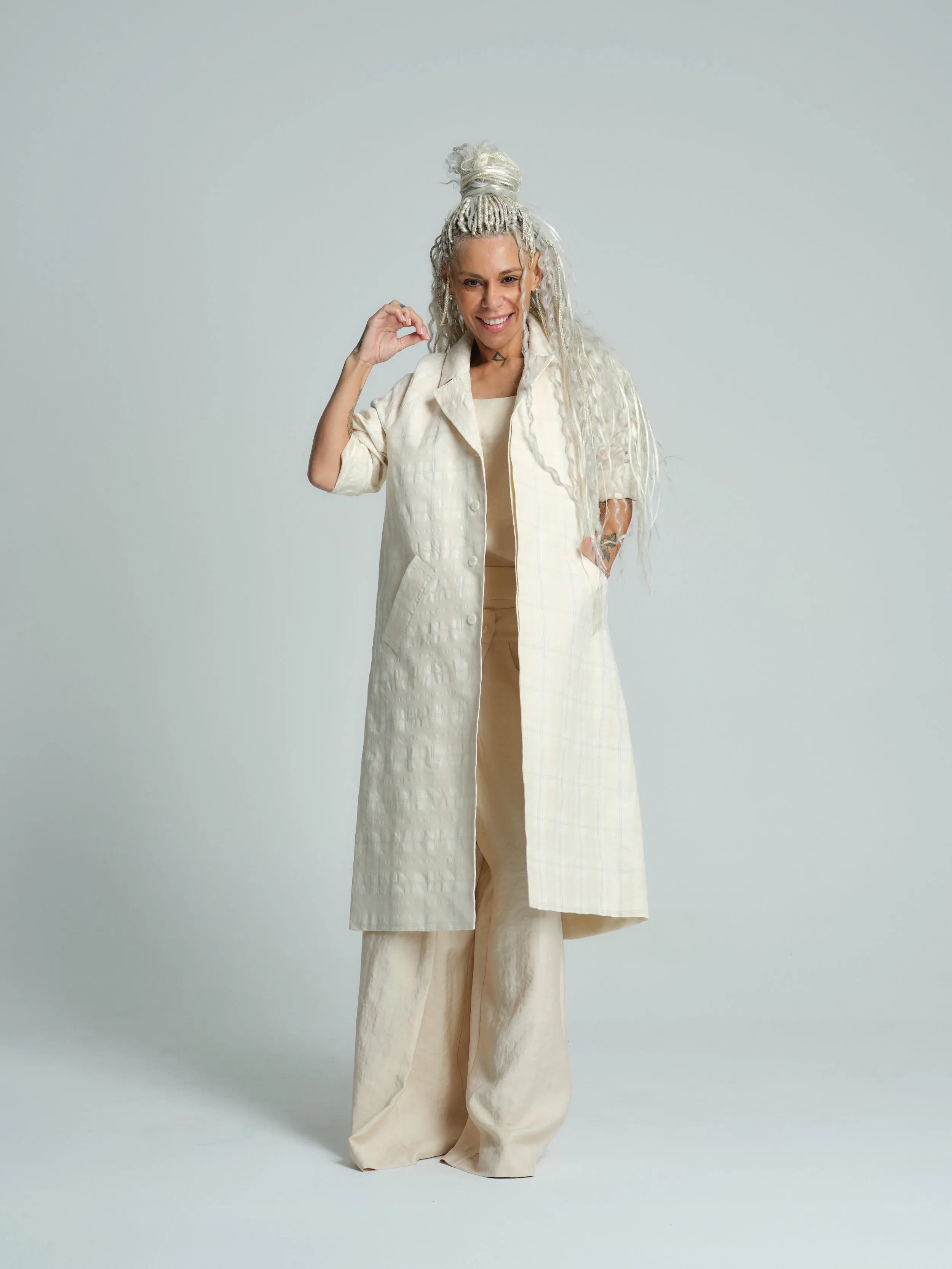 Plaid Linen-Blend Jacket