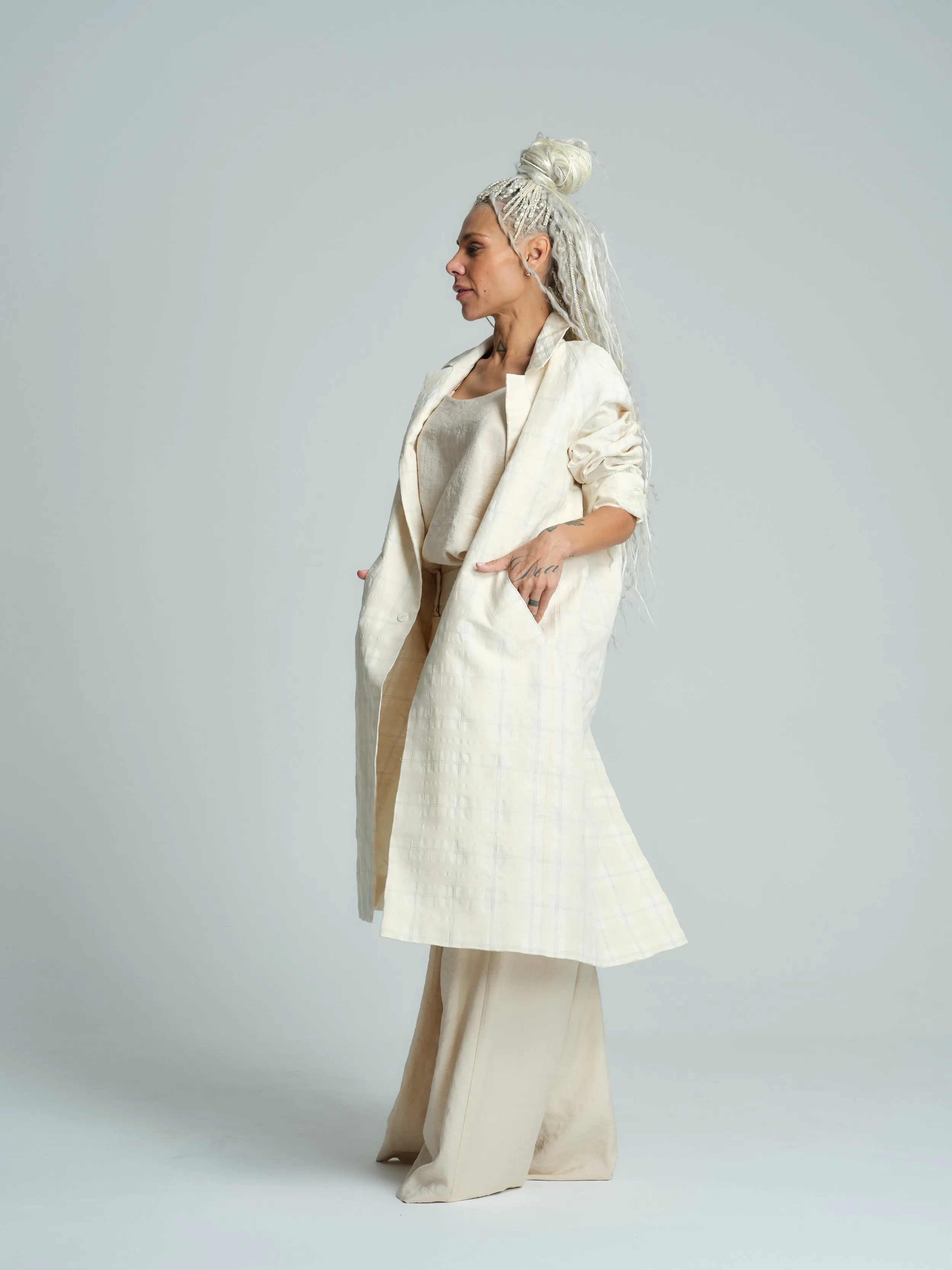 Plaid Linen-Blend Jacket