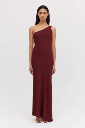 PLUM JERSEY ASYMMETRIC SLIP DRESS