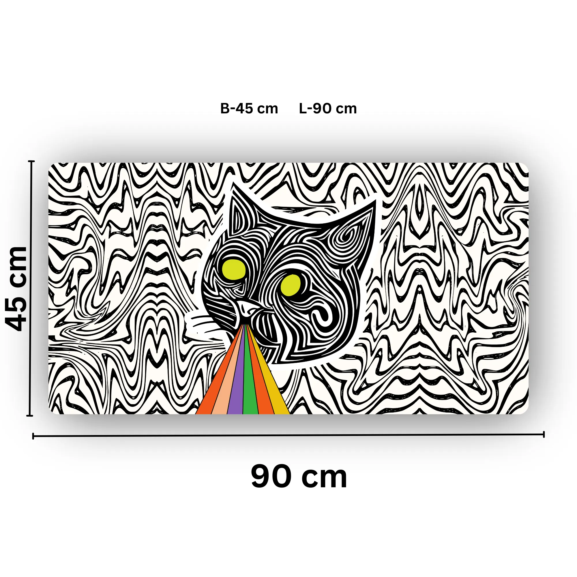 Premium PU Leather Mouse Pads | Non-Slip |Waterproof | Stylish & Durable | Psychedelic Rainbow Cat