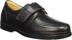 Quirelli Men's Soft Sense Velcro Shoes- Black Leather