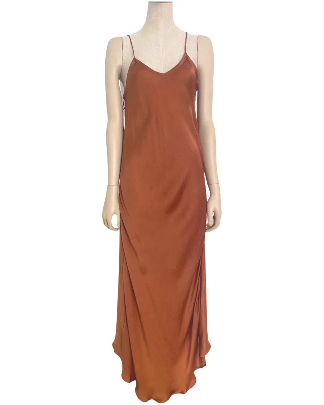 ROSE SILK SLIP DRESS TERACOTTA