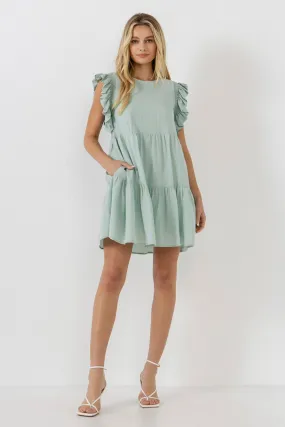 Ruffled Detail Mini Dress