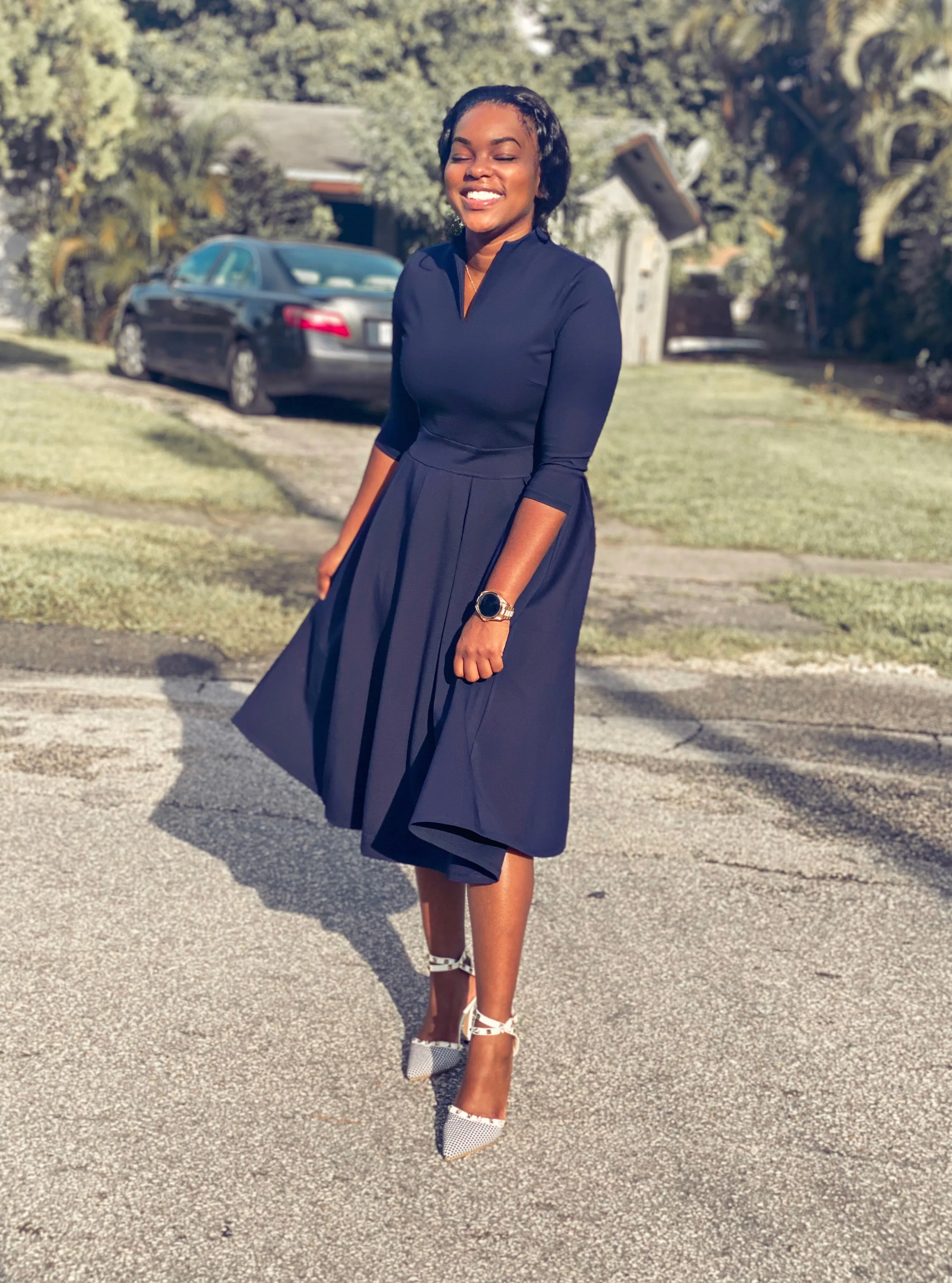Santorini Navy Blue Dress