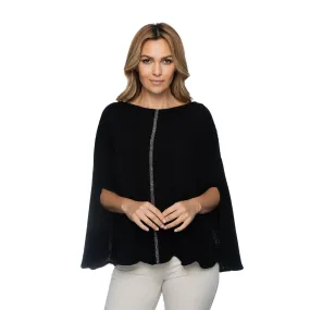 Scalloped Poncho w. Pave Stripe - Black