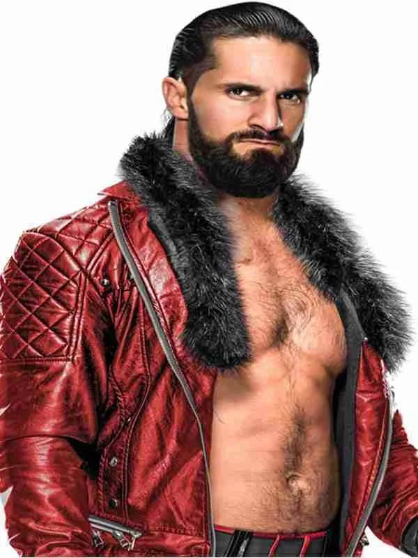 Seth Rollins WWE Quilted Leather Red Jacket