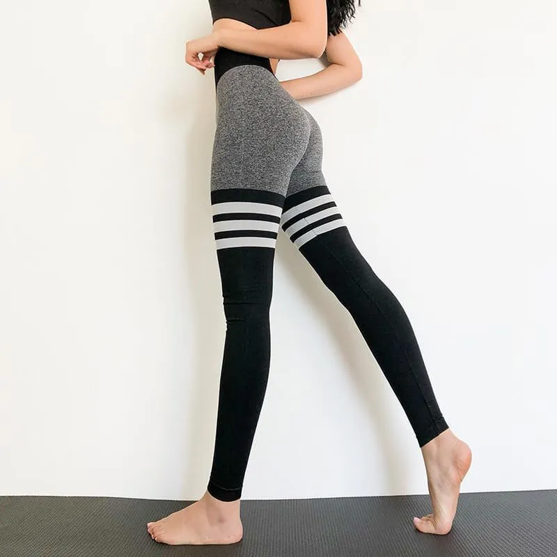 Sexy High Waist Stripes Skinny Stretch Yoga Pants