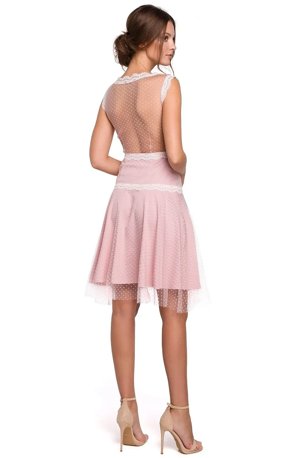 Sheer black mesh lace inserts cocktail dress