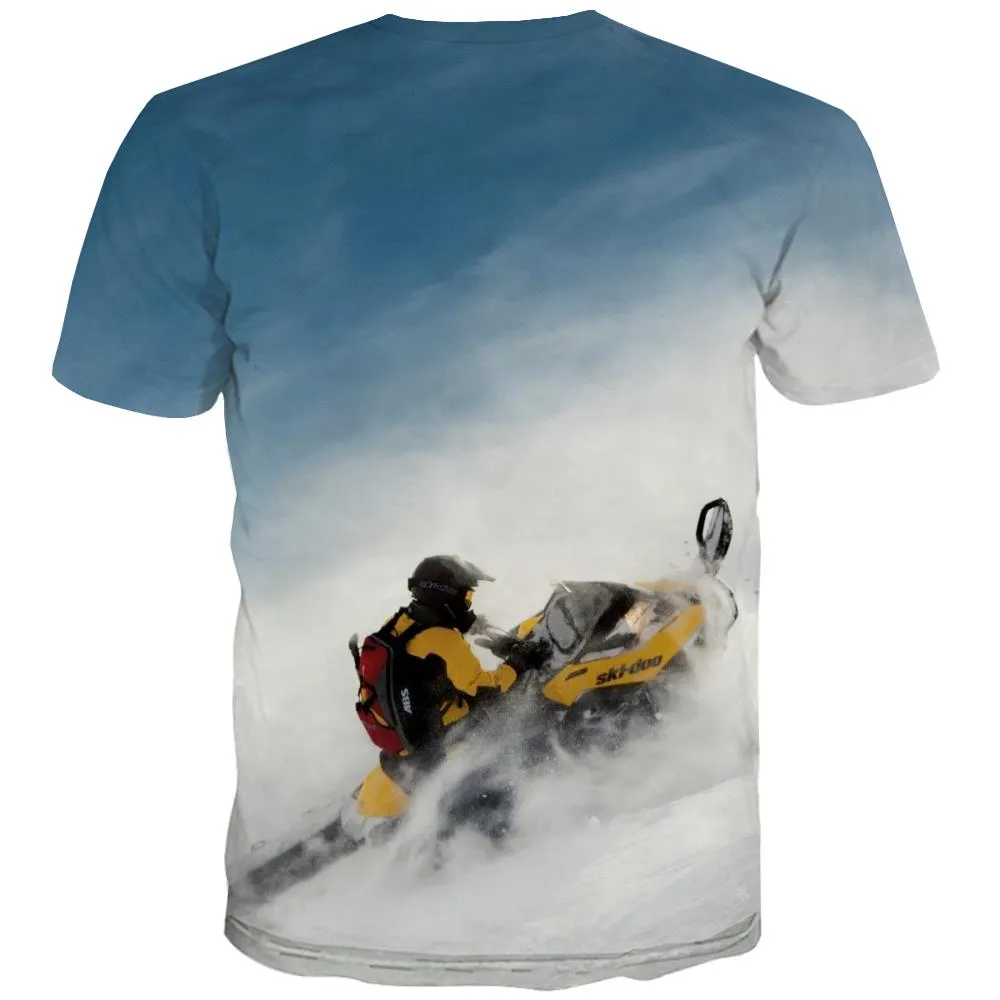 Ski T-shirt Men White T-shirts 3d Movement Tshirt Printed Snowfield Tshirt Anime